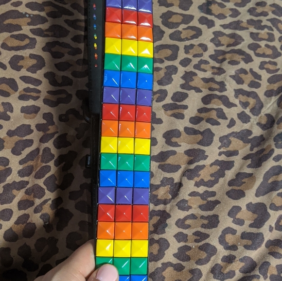 Rainbow Studded Belt (sz. Small 32") - Picture 3 of 6